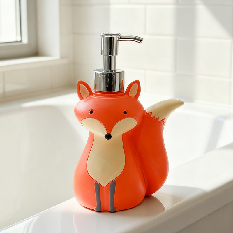 Cute Fox Press Bottle Lotion Bottle for Hotel, Home, Bathroom, Shampoo, Soap, Shower Gel Refill