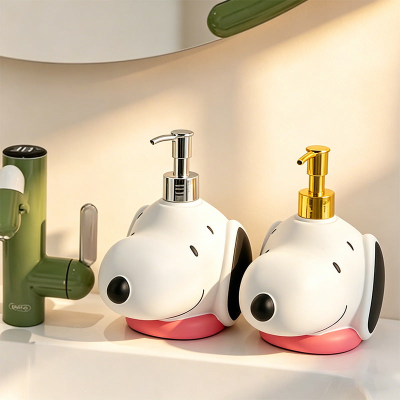 Creative Cartoon Snoopy Soap Dispenser, Home Bathroom Shower Gel Refill Bottle, Desktop Decorative Ornament
