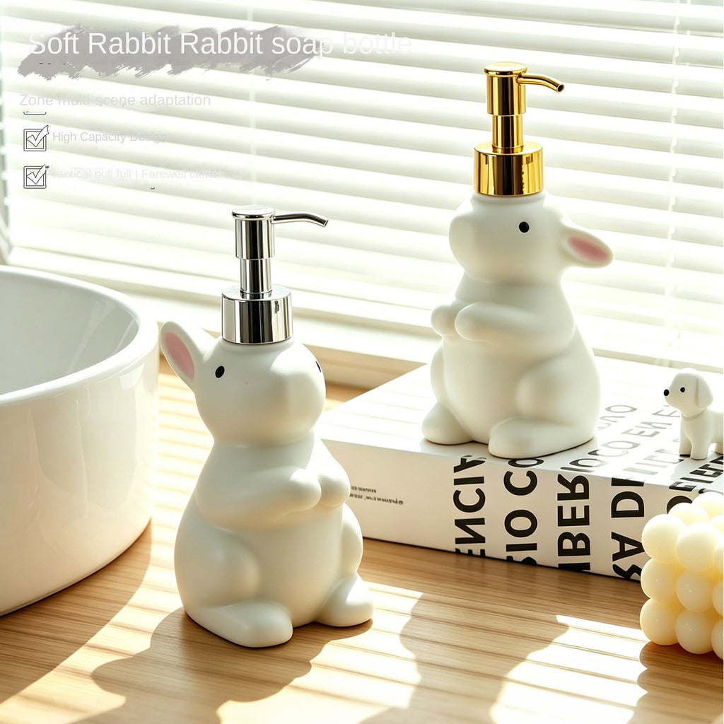 Cute Rabbit Pump Soap Dispenser for Home Bathroom, Shampoo and Shower Gel Refill Bottle, Creative Popular Soap Dispenser